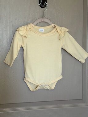 Soft Yellow Ruffle Shoulder Baby One-Piece